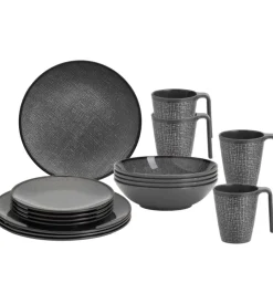 Set 16 stoviglie da campeggio brunner "cottery" in melamina antiscivolo