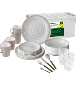 Set 36 stoviglie da campeggio brunner "savana" in stone touch antiscivolo