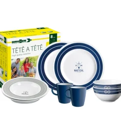 Set 8 stoviglie da campeggio brunner "nautical" in melamina antiscivolo