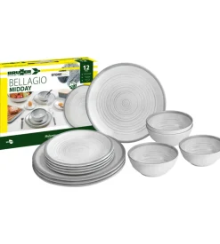 Set 12 stoviglie da campeggio brunner "bellagio" in stone touch antiscivolo