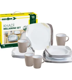 Set 16 stoviglie da campeggio brunner "khadì" in melamina antiscivolo