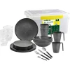 Set 36 stoviglie da campeggio brunner "cottery" in melamina antiscivolo