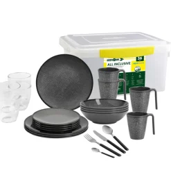 Set 36 stoviglie da campeggio brunner "cottery" in melamina antiscivolo