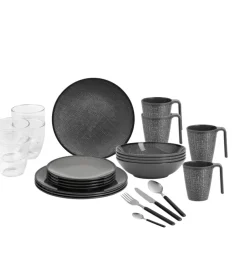 Set 36 stoviglie da campeggio brunner "cottery" in melamina antiscivolo