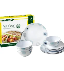 Set 12 stoviglie da campeggio brunner "deep sea" in melamina antiscivolo