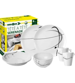 Set 8 stoviglie da campeggio brunner "serenade" in melamina antiscivolo