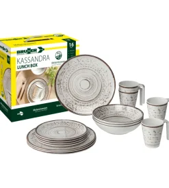 Set 16 stoviglie da campeggio brunner "kassandra" in melamina antiscivolo