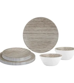 Set 12 stoviglie da campeggio brunner "sequoia" in melamina