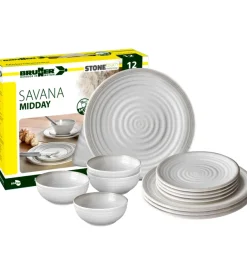 Set 12 stoviglie da campeggio brunner "savana" in stone touch antiscivolo