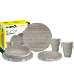 Set 16 stoviglie da campeggio brunner "sequoia" in melamina