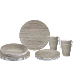 Set 16 stoviglie da campeggio brunner "sequoia" in melamina
