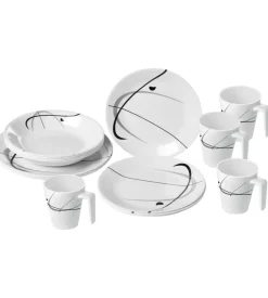 Set 16 stoviglie da campeggio brunner "serenade" in melamina antiscivolo