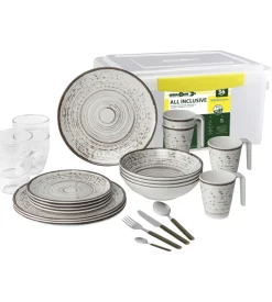 Set 36 stoviglie da campeggio brunner "kassandra" in melamina antiscivolo