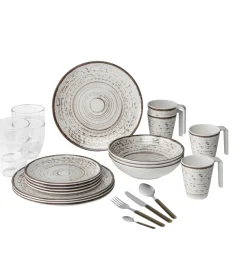 Set 36 stoviglie da campeggio brunner "kassandra" in melamina antiscivolo