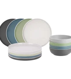 Set 12 stoviglie da campeggio brunner "dolomit" in stone touch antiscivolo