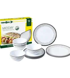 Set 12 stoviglie da campeggio brunner "pralin" in melamina antiscivolo