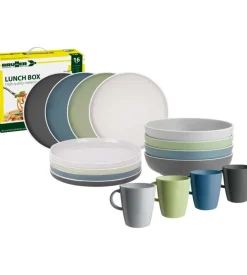 Set 16 stoviglie da campeggio brunner "dolomit" in stone touch antiscivolo