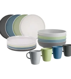 Set 16 stoviglie da campeggio brunner "dolomit" in stone touch antiscivolo