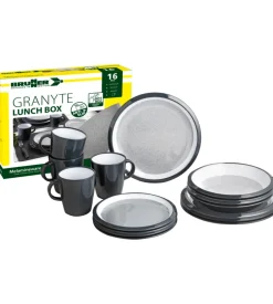 Set 16 stoviglie da campeggio brunner "granyte" in melamina antiscivolo