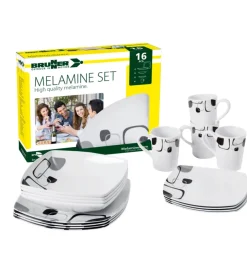 Set 16 stoviglie da campeggio brunner "enigma" in melamina