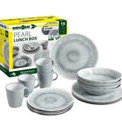 Set 16 stoviglie da campeggio brunner "pearl" in stone touch antiscivolo
