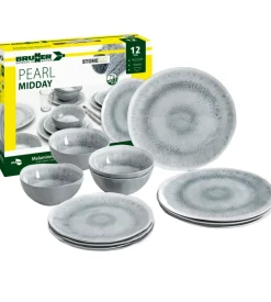 Set 12 stoviglie da campeggio brunner "pearl" in stone touch antiscivolo