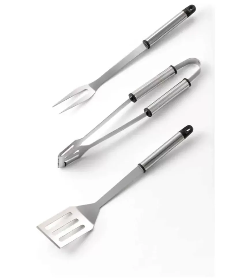 Set 3 utensili per barbecue ompagrill in acciaio 36 cm