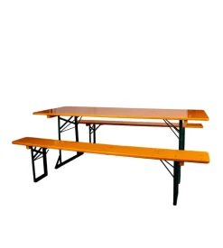 Set birreria da esterno eurogarden "magnum" in legno con un tavolo e 2 panche pieghevoli 220x80 cm