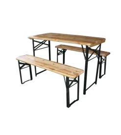 Set birreria da giardino pieghevole eurogarden in legno 200x70 cm