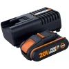 Set caricabatteria  e batteria worx "wa3601" 20v 2.0ah 20v