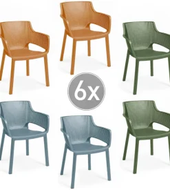 Set da 6 pezzi sedia da esterno keter "elisa" in polipropilene, colore verde, arancione e azzurro, 61x54x79 cm
