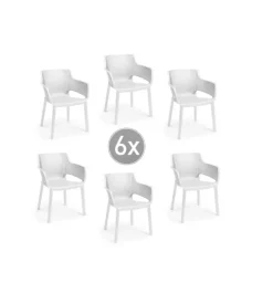 Set da 6 pezzi sedia da esterno keter "elisa" in polipropilene colore bianco, 57,7x62,5x79 cm