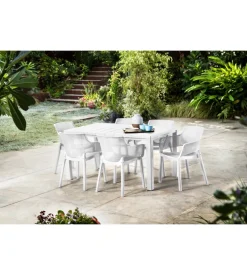 Set da 6 pezzi sedia da esterno keter "elisa" in polipropilene colore bianco, 57,7x62,5x79 cm