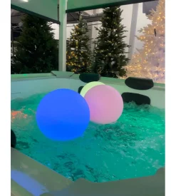 Set da 2 sfere luminose solare a led riviera in pe e abs ø30x28 cm