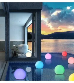 Set da 2 sfere luminose solare a led riviera in pe e abs ø30x28 cm