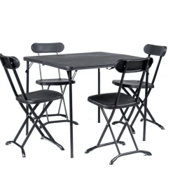 Set da campeggio pieghevole eurogarden in polietilene nero 4 sedute e tavolo