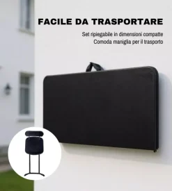 Set da campeggio pieghevole eurogarden in polietilene nero 4 sedute e tavolo