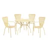 Set da esterno essenza "ginevra big" con 4 sedie e 1 tavolo in acciaio color crema