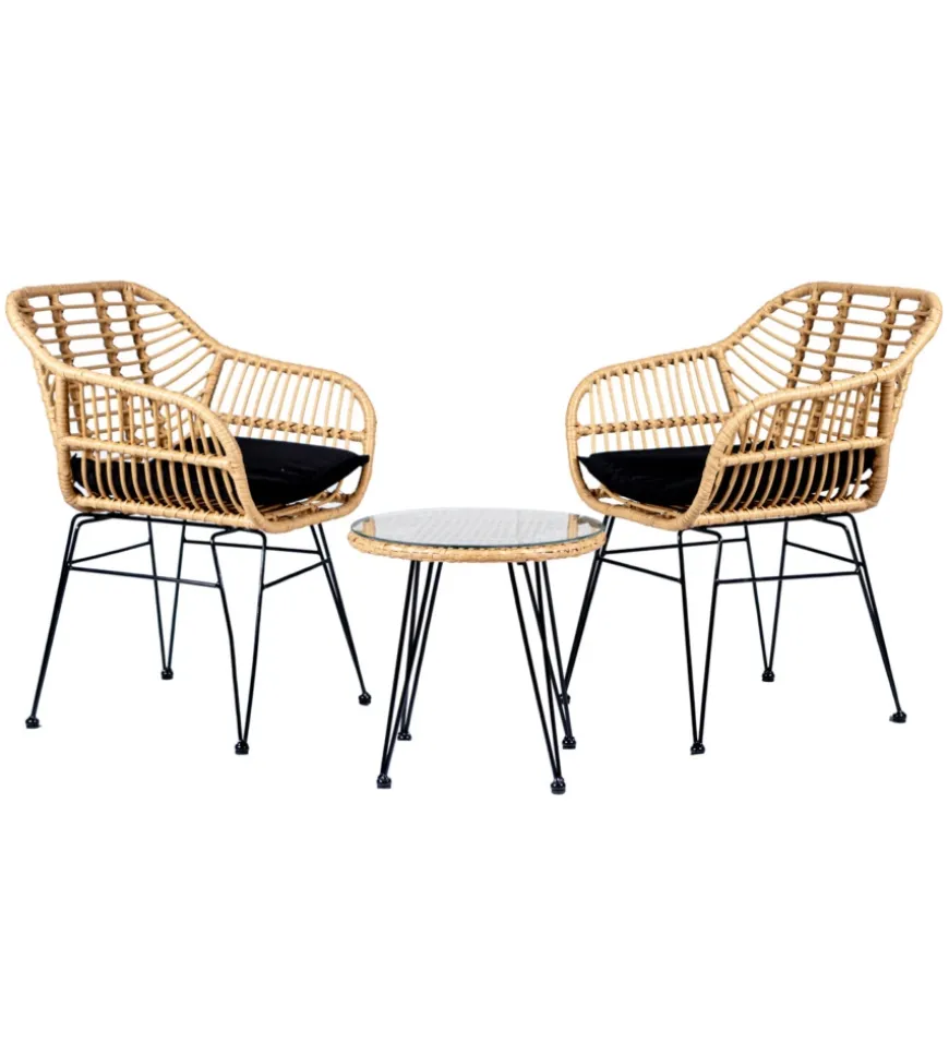 Set da esterno eurogarden "miami" naturale 2 sedute e tavolino