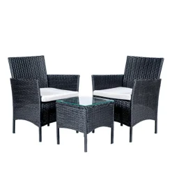 Set da esterno eurogarden "lipsia" in rattan con cuscini grigio 2 sedute e tavolino