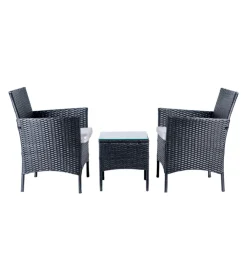 Set da esterno eurogarden "lipsia" in rattan con cuscini grigio 2 sedute e tavolino