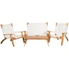 Set da esterno pieghevole eurogarden "primavera" in legno di acacia e poliestere ecrù 4 sedute e tavolino