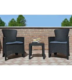 Set da giardino "cuba" antracite, 2 poltrone e tavolino