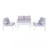 Set da giardino elica garden "helsinki" in alluminio bianco con 2 poltrone, un divano e un tavolino