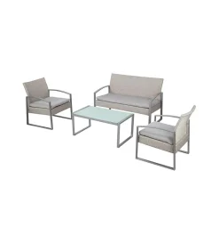 Set da giardino essenza "alicante" in acciaio bianco washed 4 posti