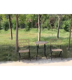 Set da giardino essenza "maui" in acciaio e polyrattan nero 2 sedie 1 tavolo