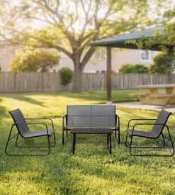 Set da giardino eurogarden "magnolia" grigio 4 sedute e tavolino