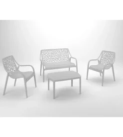 Set da giardino "honolulu" in polipropilene grigio 1 divano, 2 poltrone e 1 tavolino