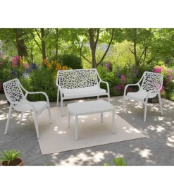 Set da giardino "honolulu" in polipropilene grigio 1 divano, 2 poltrone e 1 tavolino