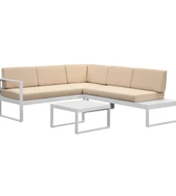 Set da giardino "hydri" in alluminio bianco con 6 sedute e tavolino